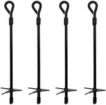 Bob's Industrial Supply BISupply Ground Anchors, 15 Inch - 4pk Black Shed Anchor Kit Greenhouse Tie Down Ground Stakes with Drillable Eyebolt