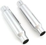 Set of 2 Chrome Shorty Mufflers Cafe Chopper Motorcycle - I.D 1.75" - Length 12"