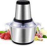 skyzone Electric Stainless Steel Meat Grinders with Bowl 250W Heavy for Kitchen Food Chopper, Meat, Vegetables, Onion Slicer Garlic Slicer Dicer, Fruit and Nuts Blender (2L)