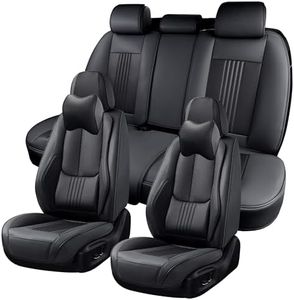 BWTJF Car Seat Covers Full Set, Front and Rear Seat Covers for Cars, Waterproof Leather Auto Seat Protectors with Head Pillow, Car Seat Cushions Fit for Most Sedans SUV Pick-up Truck, Black