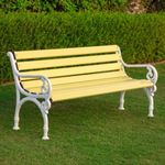 BRISHI 3 Seater Cast Iron FRP Garden Bench for Indoor & Outdoor Park/Patio/Living Room/Terrace/Balcony (Cream + White)