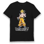 Bioworld Dragon Ball Z Goku Super Saiyan Lightning Glow in The Dark Adult T-Shirt-M Black