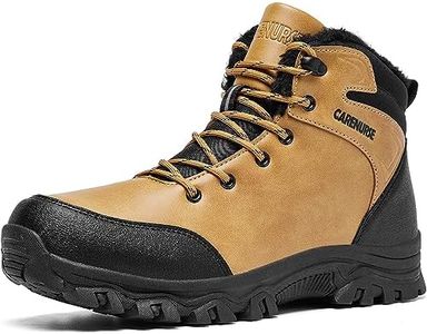 CARENURSE Mens Snow Boots Winter Warm Fur Lined Shoes Non-Slip Insulated Hiking Boot, Brown/Black, 12