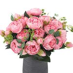 LUWENER 4 Bunches Peony Artificial Flowers, 20 Heads Silk Peonies Bouquets Pink Flowers for Wedding Centerpiece Garden Party Home Decor Elegant Vintage Fake Peonies (Pink)