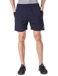 FITINC N.S Lycra Navy Blue Shorts for Men with Zipper Pockets (SNS-Plain-N-s)