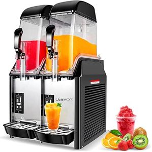 LEEVOT Commercial Slushie Machine - 12L×2 Tanks Margarita Maker, 890W Stainless Steel Frozen Drink Machine for Restaurants, Bars, and Parties, Smoothie and Slush Maker