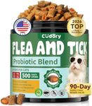 Flea and Tick Prevention for Cats, 500 Cat Flea Treatment with Probiotics Chewables, Crunchy & Creamy Treats Natural Oral Flea Supplement with Skin & Coat, Digestive Support - Chicken, Krill Flavor