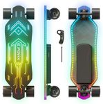 Electric Skateboard with RGB LED & 350W Motor, 27" Eboard with Remote, 4 Riding Modes, Max 10Mph & 10 Miles Range, LED Light-Up Electric Skateboards for Beginners and Teens