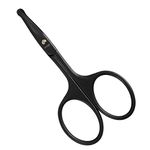 LIVINGO 9CM Premium Nose Hair Scissors, Curved Safety Blades with Rounded Tip for Trimming Small Details Facial Hair, Ear Hair, Eyebrow (Black)