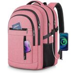 Aslotech Extra Large Travel Backpack, 17 inch Laptop Backpack for Men Women with USB Charging Port, Pink, Traditional Backpacks