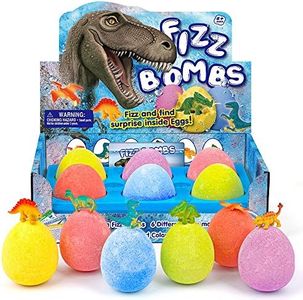 Dr. Daz Kit de Bomba de Baño 6 Huevos de dinosaurio, Huevos Sorpresa Juguetes de Baño con 6 Dinos, Regalo de Cumpleaños Set de Sales de Baño para Niños Niñas 6 7 8 9 10 11 12 Años