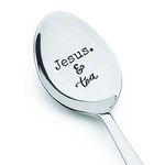 Gifts for christian| Coffee and Jesus Christian quote gift for men/women | Gifts for the tea lover | Christmas gift for friend/coworker| Religious Gift for mom/dad | Jesus and tea Engraved spoon gift