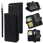 ELISORLI Compatible with BlackBerry KEY2 Wallet Case Wrist Strap Lanyard Flip Card Holder Magnetic Folio Purse Stand Full Body Leather Cell Accessories Phone Cover for KEY 2 Two KEYtwo Black