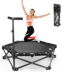 Foldable Mini Trampoline — One-Step Fold & Open, 42" Rebounder Trampoline for Adults & Kids, 450lbs Max Load, Adjustable T-Bar, Indoor & Outdoor Workout