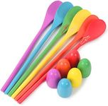 LovesTown 12 Pcs Egg Spoon Race Game Sets, Wooden Balance Relay Games for Kids Easter Eggs Hunt Outdoor Lawn