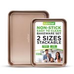 Nutrichef 2-Piece- Baking Sheets, Baking Tray –Nonstick, Sheet Pan Carbon Steel Cookie Sheet, Oven Tray -With Rimmed Border, Dishwasher Safe Baking Trays, Metal, Perfect For Baked Goods And Cooking