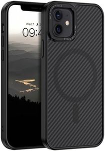 GUAGUA Funda para iPhone 12, iPhone 12 Pro [Compatible con MagSafe] Funda magnética para iPhone 12/12 Pro Case Carbon Fiber Design Stoßfest Schutzhülle TPU+PC Slim Cover (6,1'') Negro