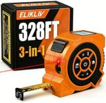 3-in-1 Digital Laser Tape Measure 328Ft Rechargeable Measuring Tool & 16Ft Auto-Lock Tape Measure Movable Magnetic Hook with Area/Volume/Pythagorean, Ft/in/M/Ft+in for Construction, Woodworking, Home