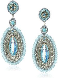 Miguel Ases Blue and Rainbow Quartz Large Oval Drop Earrings