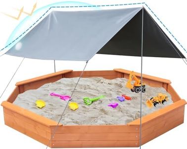 Large Sandbox 85"x 77"x 9" Kids Sand Box with Lid Covered Sand Pit, Outdoor Wooden Playset Gift for Backyard Garden Easy Assembly