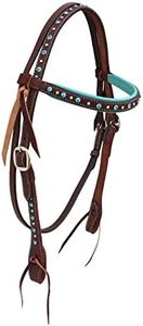 CHALLENGER Horse Western Tack Turquoise Padded Leather Bridle Rhinestones Cowgirl 78AD12HB