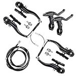 2 Pairs Bike Brake Kit, Aluminum alloy Bicycle Brake Levers V Brake Set, Mountain Bike Front and Rear Brake Cables with Brake Caliper for MTB