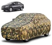 FABTEC Waterproof Car Body Cover for Maruti Ciaz with Mirror Pocket, Triple Stitched (Military, Jungle Print, Camouflage Design)