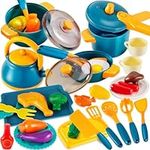 LINFUN KIDS Toy Kitchen Accessories Play Pots and Pans, Cooking Set for Children, Pretend Role Play Food Cookware Playset Gifts for 3+ 4 5 6 Years Old Kids Toddler Boys Girls