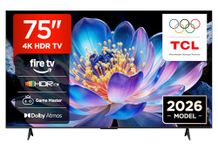 TCL 75V6D-UK 75 Inch 4K HDR, Fire TV, HDR10+, Dolby Atmos, DTS:X, Game Master, Motion Clarity, AirPlay 2, Press & Ask Alexa (2026 New Model)