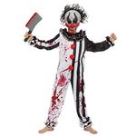 Spooktacular Creations Boy Bleeding Killer Clown Costume, Horror Slasher Clown Costume for Halloween Dress Up Parties, Scary Theme Party, Killer Clown Role Playing-S