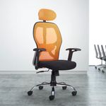 CELLBELL Tauras Lite C100 Mesh High Back Office Chair/Study Chair/Computer Chair/Revolving Chair/Desk Chair for Work from Home Metal Base Seat Height Adjustable Chair Orange