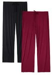 Rosyline Casual Womens Pants Soft Lounge Pants Sleep Pajama Bottoms with Pocket Black/Wine Red M