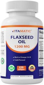 Vitamatic Flaxseed Oil 1200mg 120 from Cold Pressed Flax Seed - 675 mg of ALA Omega 3 Fatty Acids for Improving Heart Health