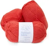 Highland Haven - 100% Highland Wool Yarn Set of 3 Skeins (150 Grams) Fingering Weight - Sourced Directly from Peru - Heavenly Soft and Perfect for Knitting and Crocheting (Fingering, Coral Pink)