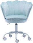 DM Furniture Velvet Kids Desk Chair Cute Computer Chair Modern Upholstered Swivel Arm Chair Adjustable Rolling Vanity Chair for Bedroom Living Room Girls (Blue)