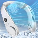 Portable Neck Fan Rechargeable-5500mAh Neck Fan with Cooling Plate, 5 Speeds & 3 Temp Modes, 24H Max Runtime, LED Display Power & Gear, USB-C Rapid Charge, Wireless Personal Fans for Women Men White