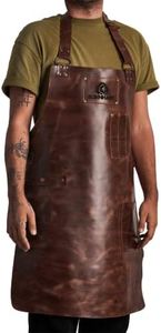 BURNHARD Grembiule da griglia in Pelle Marrone, Grembiule in Pelle 100% Bufalo, Grembiule da Barbecue con Tasche, Grembiule da Cucina