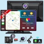 9" carplay screen for car with 4K Dash Cam, Portable Carplay & Android Auto Car Stereo, Carplay with 1080P backup camera DVR, Car Audio Receivers GPS Navigation, Bluetooth,FM, Siri,TF Card