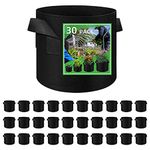 30 Pack Vegetable Grow Bags, Gardening Plant Growing Bags Breathable Non-woven Fabric Plant Pots with Handles Indoor & Outdoor Grow Containers for Vegetable/Flower/Plant/Fruits, 10 Gallon(Black)