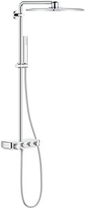 GROHE Euphoria Smartcontrol 310 Duo, Duschsystem mit Thermostat (Regendusche mit Verbrühschutz und 2 Strahlarten, inkl. Duschablage, obere Konsole an Bohrlöcher anpassbar), eckig, chrom, 26508000