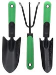 Hooyman Garden Tool Set Including Cultivator, Transplanter, and Trowel with Heavy Duty Steel Construction, No-Slip H-Grip Handles, and Blade Measurement Markings for Gardening, Weeding, and Outdoors