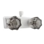 Dura Faucet (DF-SA100S-WT) White RV Shower Faucet Valve Diverter - Smoked Acrylic Knobs - For: Recreational Vehicle, Motorhome, Travel Trailer, Camper, Fifth (5th) Wheel, Towable