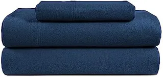 LANE LINEN 100% Cotton Flannel Sheets Twin Size - Brushed for Extra Softness - Lightweight Twin Size Cotton Sheets Set - Warm & Cozy Flannel Winter Bed Sheets, 15" Deep Pocket - Estate Blue