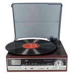 Vintage Record Player,Turntable Vinyl Record Player with Speakers,3-Speed,Belt Drive Vintage Phonograph,FM Radio,USB,MP3,SD,Alarm Clock,LCD Display,Recording Function