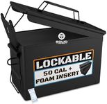 Solid Tactical 50 Cal Metal Ammo Can with Foam - Black - Custom M2A1 Waterproof Ammo Storage Box