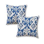 Greendale Home Fashions 17" Outdoor Accent Pillows, Set of Two in Coastal Ikat, Azule