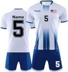 LAIFU Personalized Soccer Jerseys for Men Women Kids Adults Custom Soccer Shirt and Shorts with Name Number Logo White