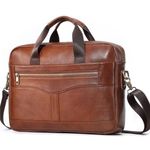 Leathario Leather Laptop Bag 15.6 Inch Business Bag Leather Messenger Bag for Laptop Shoulder Bag for Documents and Cards, Brown