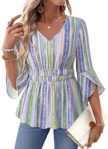Timeson Ladies Tops and Blouses: 3/4 Sleeve Fall Outfits — Plus Size Blouses for Women — Womens Dress Shirts Business Casual Clothing Ladies Tops Dressy Work Elegant Office Wear Peasant Flowy Tunic