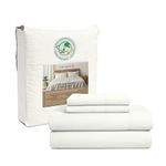 Washed Cotton Percale King Sheet Set - 100% Cotton 4 PC King Size Sheets Set, Cooling Sheets King Size, Soft and Breathable Bed Sheets King, Deep Pocket King Sheets - White